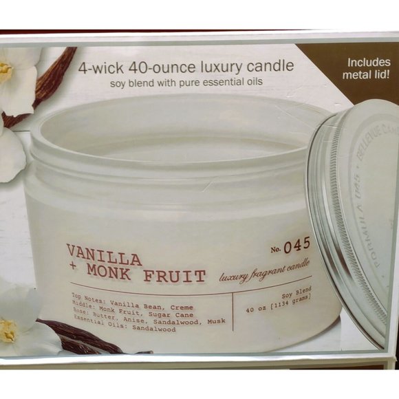 Bellevue Accents Bellevue New 4 Oz Vanilla And Monk Fruit 4 Wick